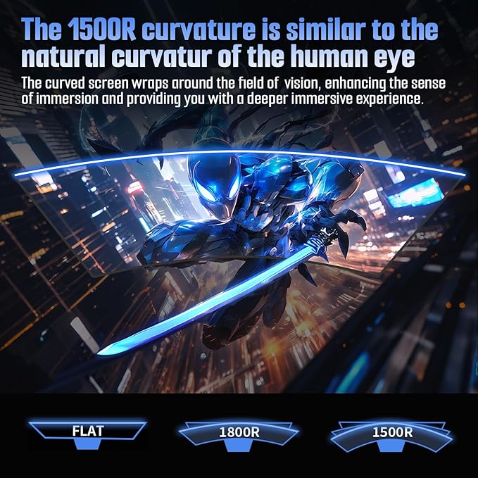 SANSUI Curved 24 Inch Gaming Monitor 160Hz FHD 1080P Computer Monitor,MPRT 1ms 1500R Fast VA Display, Freesync,HDR,3000:1 Contrast Ratio, HDMI2.0,DP1.4, VESA Compatiable(ES-G24C1L HDMI Cable Included)