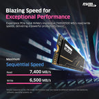 KLEVV CRAS C925G 500GB M.2 2280 NVMe PCIe Gen4x4 Internal Gaming SSD with Graphene Heatsink, Compatible with PS5, up to 7400MB/s (K500GM2SP0-25G)