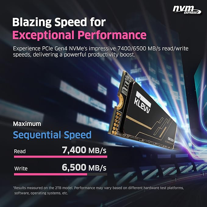 KLEVV CRAS C925G 2TB M.2 2280 NVMe PCIe Gen4x4 Internal Gaming SSD with Graphene Heatsink, Compatible with PS5, up to 7400MB/s (K02TBM2SP0-25G)