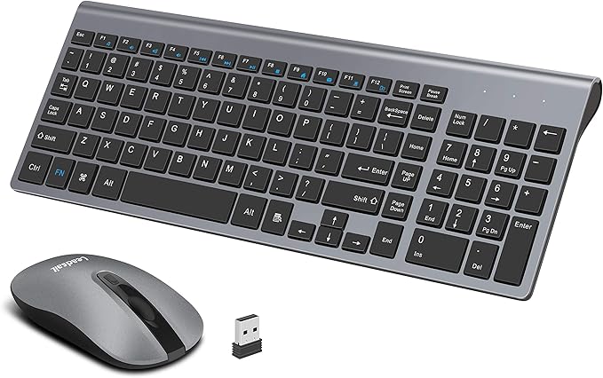 LeadsaiL Wireless Keyboard and Mouse Combo, Wireless USB Mouse and Computer Keyboard Set, Compact and Silent for Windows Laptop, Desktop, PC