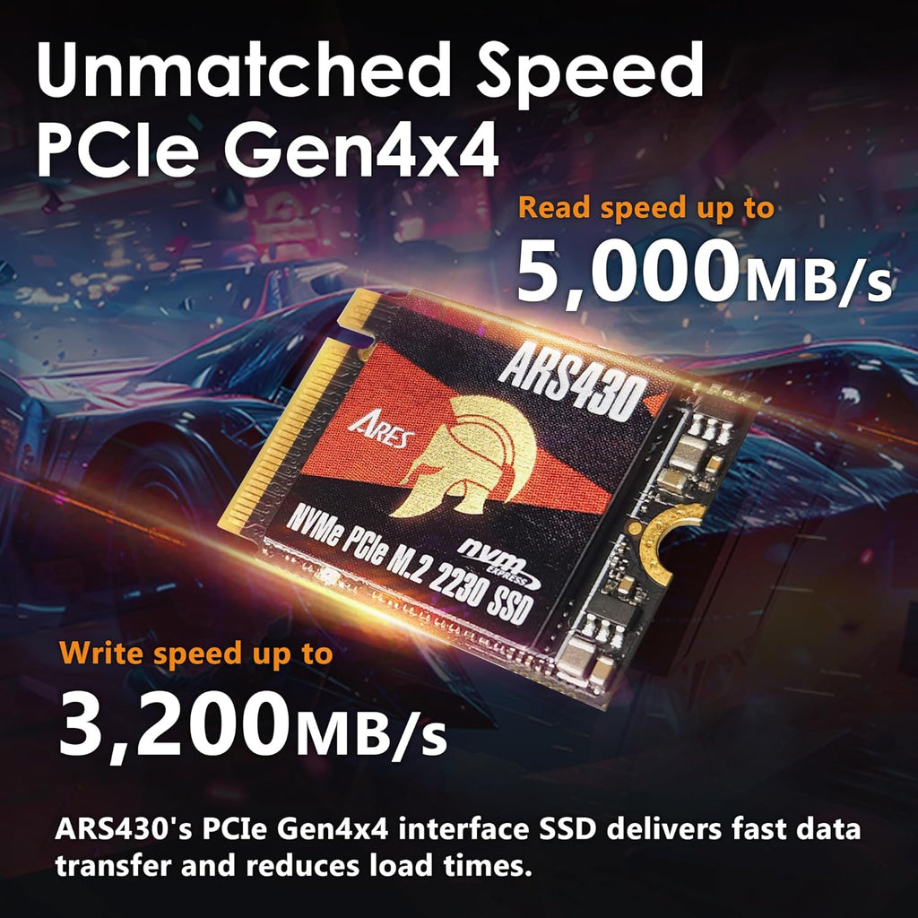 DATO 2TB M.2 2230 SSD, PCIe Gen 4x4 NVMe Internal Solid State Drive with Heatsink, Up to 5000/3200 MB/s, Compatible with Steam Deck, ROG Ally, Surface Pro, Mini PCs, Ultrabook, ARES ARS430