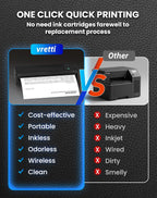 vretti P83 Portable Printers Wireless for Travel, A4 Portable Thermal Printer, Mobile Inkless Printer Compatible with Phone & Laptop, Supports 8.5 x 11 US Letter for Car School Office Home Use, Black