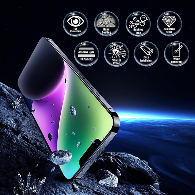 Screen Protector for iPhone 13 Pro Max/14 Plus [6.7 Inch], Colorless Anti-Blue Light Tempered Glass Films, Eye Protection,9H Hardness, No Bubbles, Case Friendly Easy Installation Kit, 2 Pack