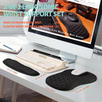 2-in-1 Ergonomic Set, Wave Rise Keyboard Wrist Rest and Massage Bulge Slope Mouse Pad Wrist Support, Cushion Memory Foam Integrated to Relieve Wrist Pain, Black