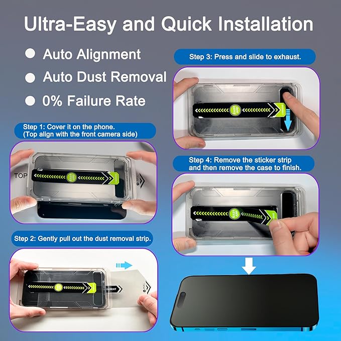 2 Pack Matte Privacy Screen Protector for iPhone 15 Plus/16 Plus, [Auto-Dust Removal and Auto-Alignment] Anti-Spy Anti-Glare Anti-Fingerprint Tempered Glass Film, Smooth & Sensitive Touch