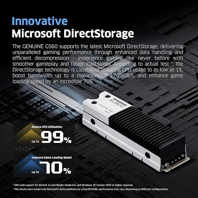 KLEVV Genuine G560 1TB M.2 2280 NVMe PCIe Gen5x4 Internal SSD Heatsink Included, up to 13000MB/s with DRAM Cash (K01TBM2SP0-G56)