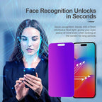 Compatible for iPhone 15 Plus/iPhone 16 Plus Privacy Screen Protector Tempered Glass 6.7 Inch, Purple Gradient Anti Spy Anti Blue Light HD Easy Installation