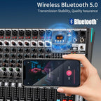 Audio Mixer, TKLBLS Professional 16 Channel DJ Mixer Board with 99-Bit DSP, Sound Board Mixing Console 7-Band EQ Output, USB Audio Interface, Bluetooth 48V Phantom Power For Karaoke Studio Streaming