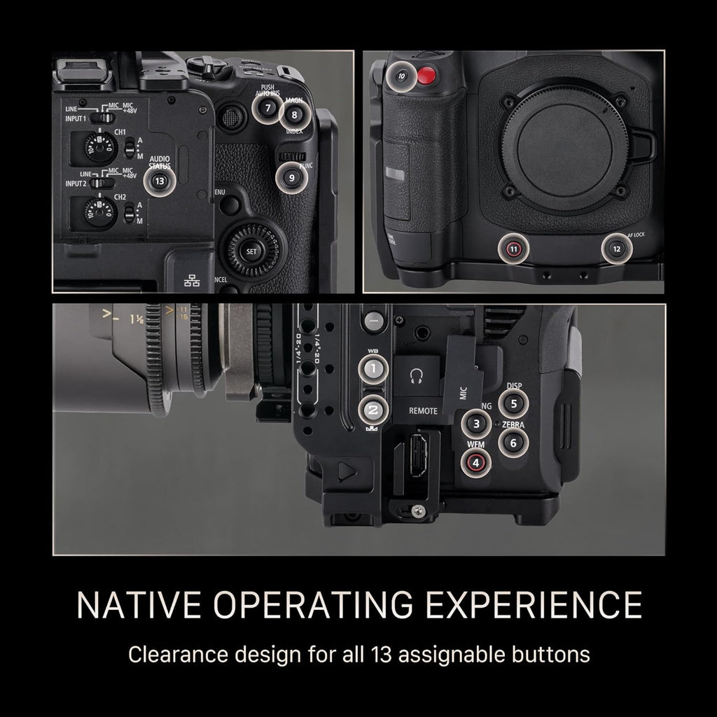 Tilta Camera Cage Compatible with Canon C80 Base Kit | Includes Top Plate, Side Arms, Bottom Plate, NATO Rail, HDMI Clamp & Cold Shoe Receiver | Custom Fit for C80 Body