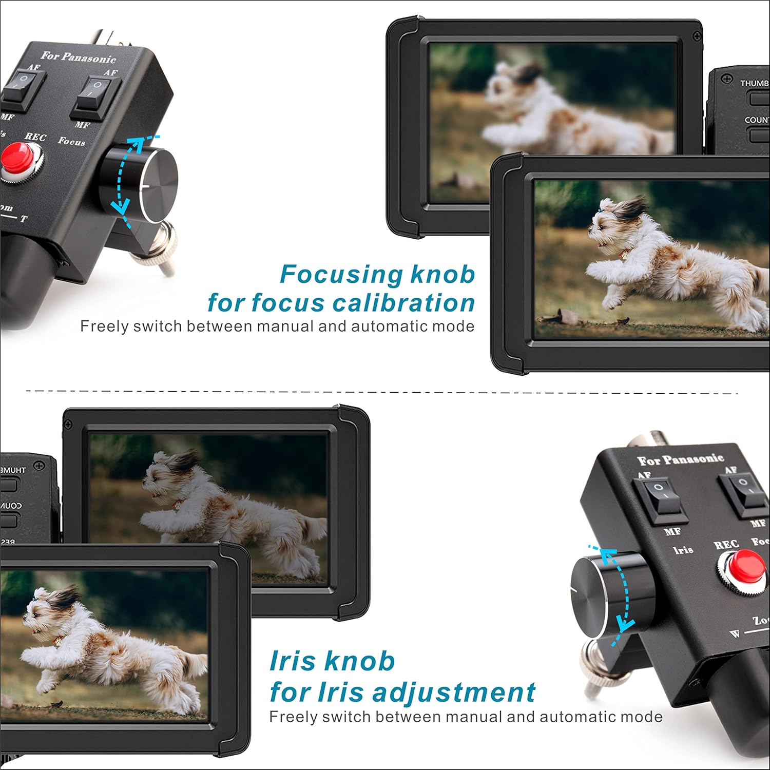 Camcorder Zoom Controller, Remote Control Zoom, Iris, and Focus Control + 2.5mm and 3.5mm Jack Cable for Panasonic HC-X1 HC-PV100 AG-UX90 AG-UX180 HC-X1000 AG-AC30 AG-AC90 AU-EVA1 Camera.