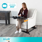 Stander Wonder Tray, Adjustable Swivel Table, Extra-Large Computer Stand, Couch Desk & Gaming Bench, TV-Trays for Eating on Couches, Chairs, Recliners with Laptop Wedges and Cup Holder, XL, Black