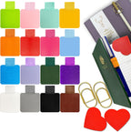 Pen Loop Holder for Notebook 16 Colors Self-Adhesive Stick On Pen Holder with Extra 2 Pens Clips 2 Leather Bookmarks As COMBO for Planner Journal Tablet Clipboards Calendars Bible Campus School Office