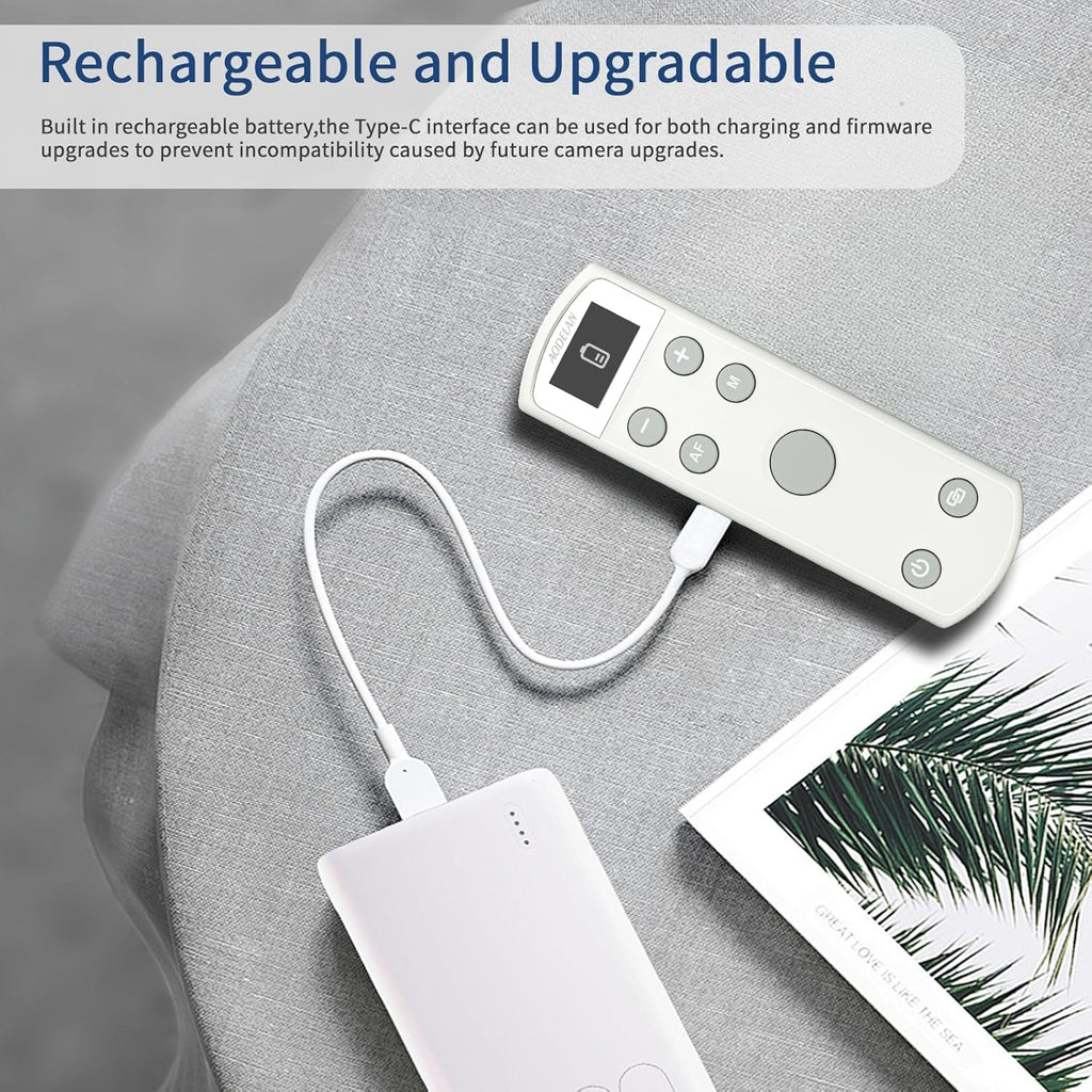 AODELAN Rechargeable Wireless Shutter Release for Canon Camera Remote Control Zoom Focus Compatible with R50,G7X Mark III,R6 Mark II,R5,R6,R7,M6 Mark II,M200,M50,90D,200D,Replace Canon BR-E1(White)