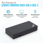 40AS0090US Lenovo Thinkpad Docking Station USB-C Gen 2-1 Year Warranty - Thinkpad Thunderbolt 3 Dock, HDMI, DisplayPort & USB C Cable - Universal Docking Station (Renewed)
