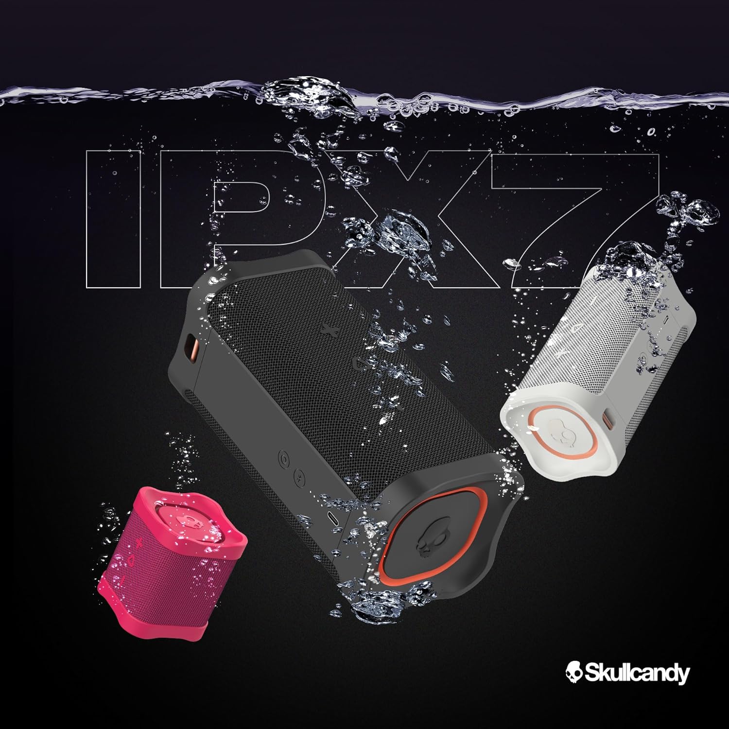 Skullcandy Terrain XL Wireless Bluetooth Speaker - IPX7 Waterproof Portable Speaker, 18 Hour Battery, Nylon Wrist Wrap, True Wireless Stereo (Bone)