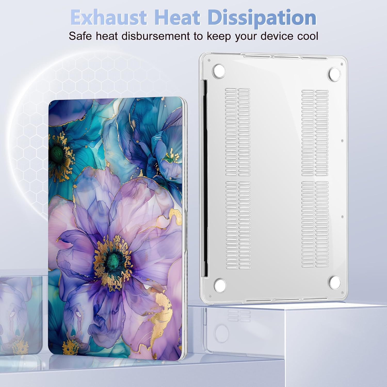 Case for MacBook Pro 13 inch with/Without Touch Bar (2016-2022, M2 A2338 M1 A2289 A2251 A2159 A1989 A1706 A1708), Hard Shell + Keyboard Cover + Dust Plug, Fluid Art Flowers