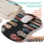 2-in-1 Ergonomic Set, Wave Rise Keyboard Wrist Rest and Massage Bulge Slope Mouse Pad Wrist Support, Cushion Memory Foam Integrated to Relieve Wrist Pain, Multicolour Cat Claws