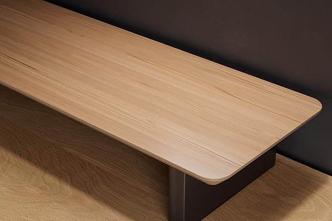 White Oak Dual‑Tier Ergonomic Desk Setup – Modern Wooden Monitor Stand & Workspace Riser, Home Office & Minimalist Aesthetic (White Oak, Large)