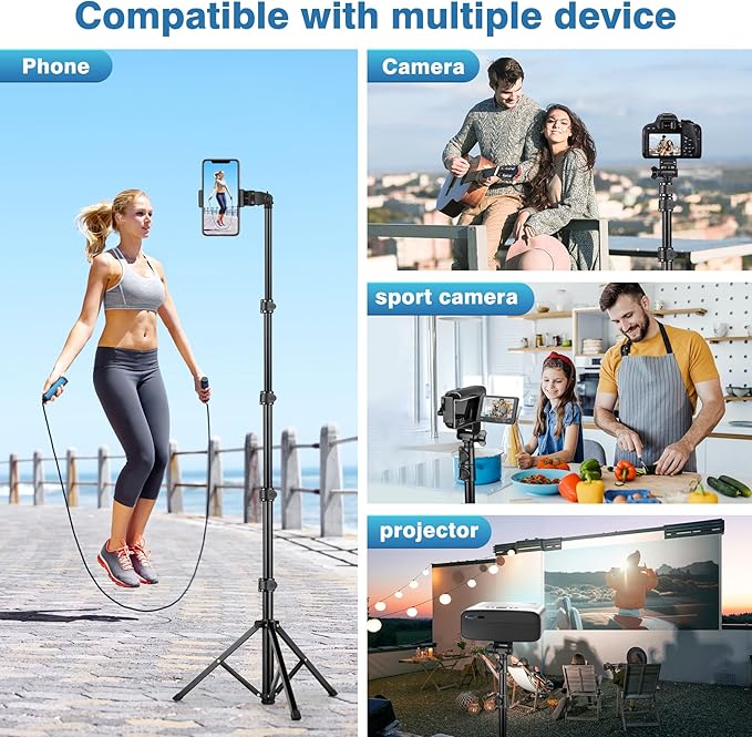70" Phone Tripod with Remote & Holder, Portable Cell Phone Stand, Selfie Stick for Video Recording, Compatible with iPhone 14/13 Pro Max/Android/Camera