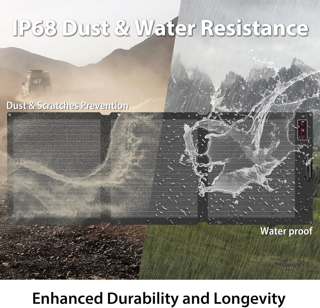 200W Portable Solar Panel for Power Station, 24% High Efficiency ETFE Foldable Solar Panel Charger, IP68 Waterproof, Compatible with Solar Generator for Camping RV Outdoor