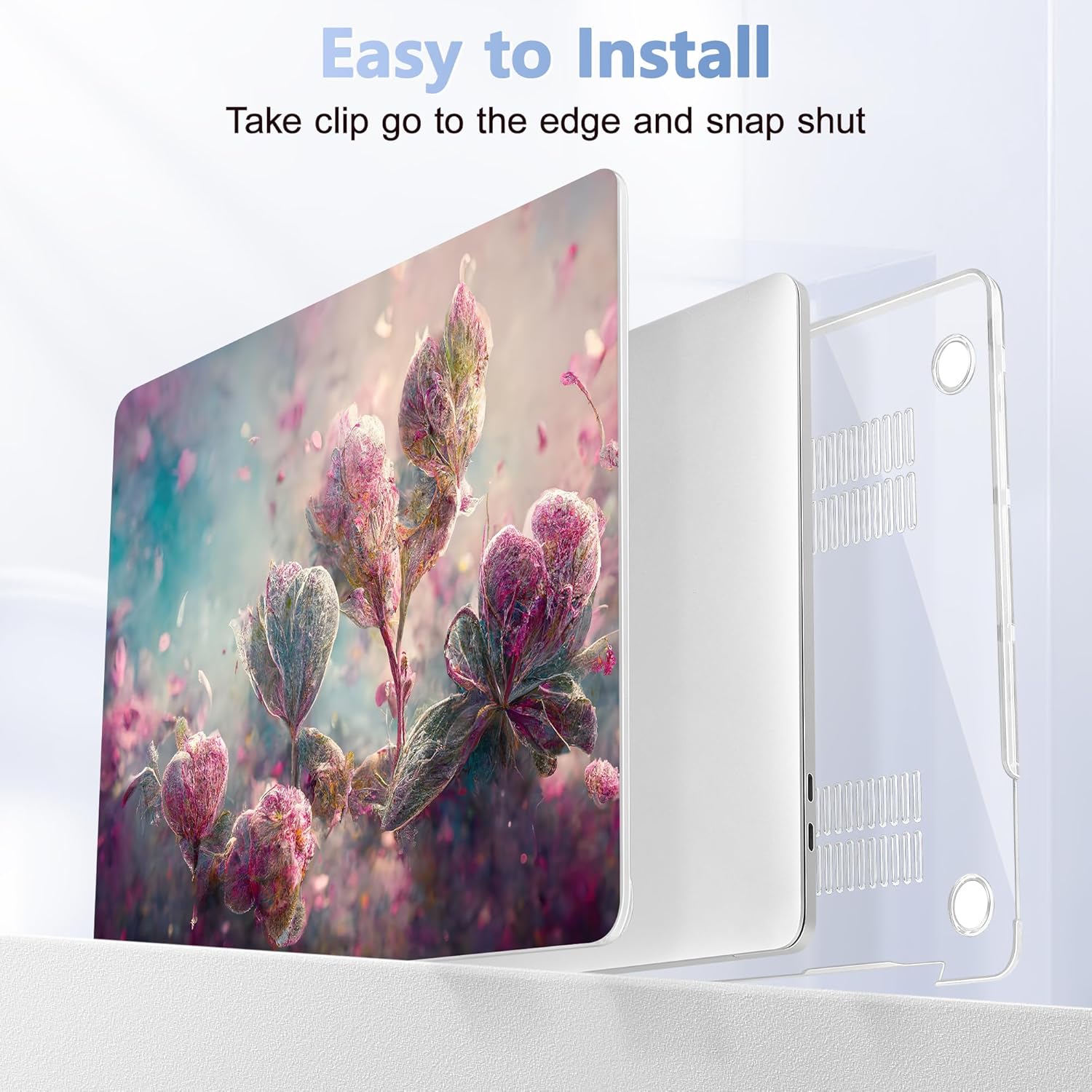 Case for MacBook Pro 13 inch with/Without Touch Bar (2016-2022, M2 A2338 M1 A2289 A2251 A2159 A1989 A1706 A1708), Hard Shell + Keyboard Cover + Dust Plug - Flowers