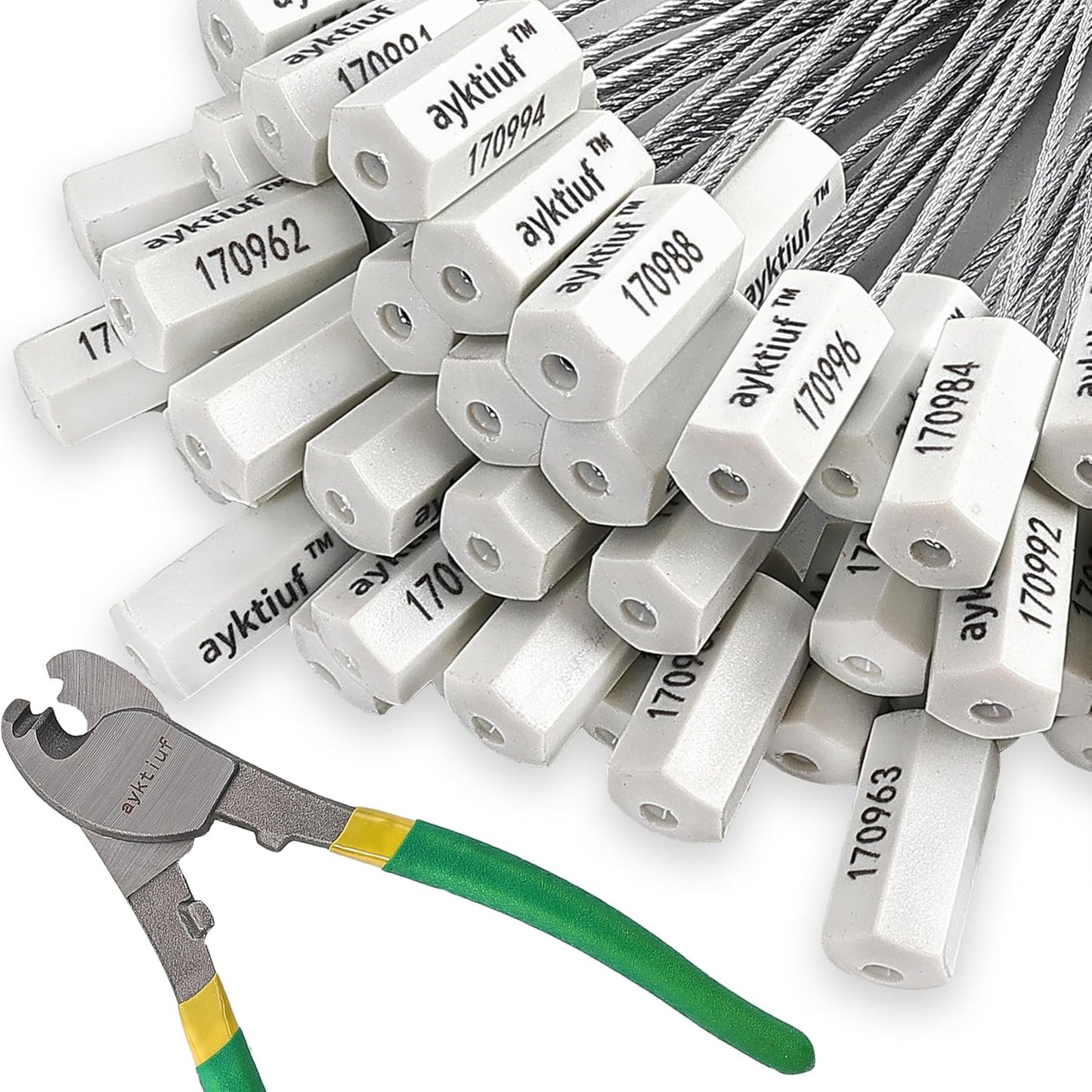 120 Pieces Security Cable Seals, Metal Number security tags for Truck, Trailers, Cargo, Containers, Vans, Oil Tank, Milk Vehicle (White, 120 Pack)