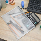 AUSTARK 10 Pcs Zipper File Bags, Waterproof Plastic Mesh Pouch for Office School, Board Game Storage Bags (B5 Size 11.4''x8.2'', White and Black)