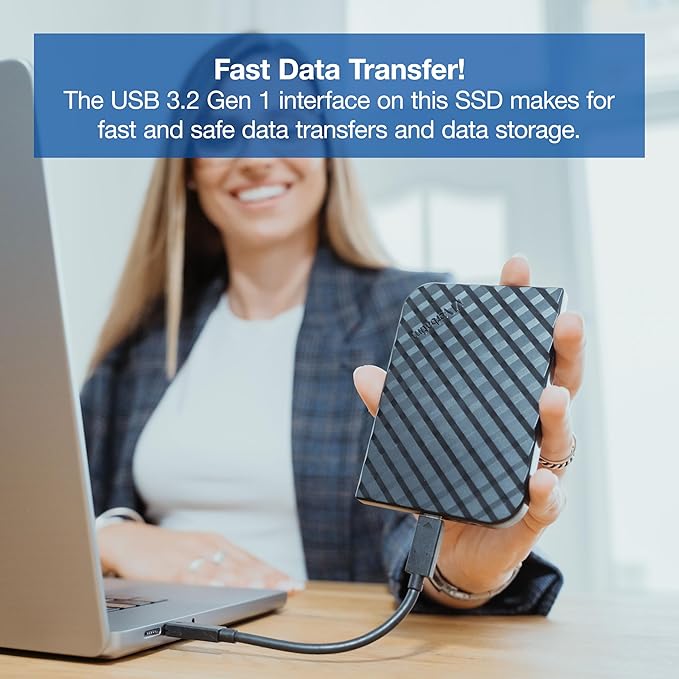 Verbatim 512GB Portable SSD External Hard Drive Store ‘n’ Go USB 3.2 Gen 1 USB-C Adapter Included - External Solid State Drive