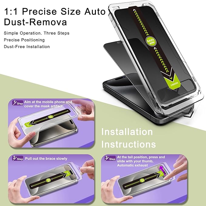 (2-Pack Matte Privacy Anti-Spy Screen Protector for iPhone 16 Pro Max (6.9-Inch),9H Tempered Glass,Anti-Glare,Full Coverage,Anti-Fingerprint,Auto Dust Removal,Bubble-Free