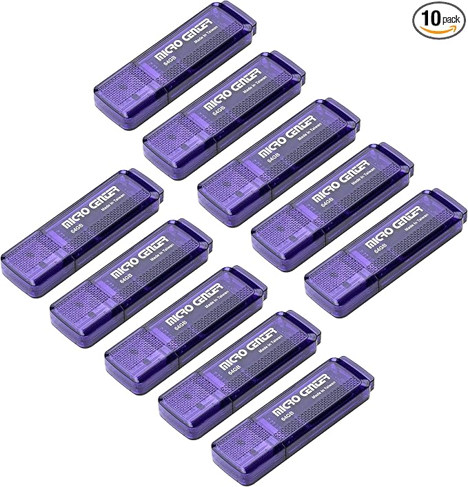 INLAND Micro Center SuperSpeed 10 Pack 64GB USB 3.0 Flash Drive Gum Size Memory Stick Thumb Drive Data Storage Jump Drive, 10X Faster Than USB 2.0 USB Drive (64G 10-Pack)