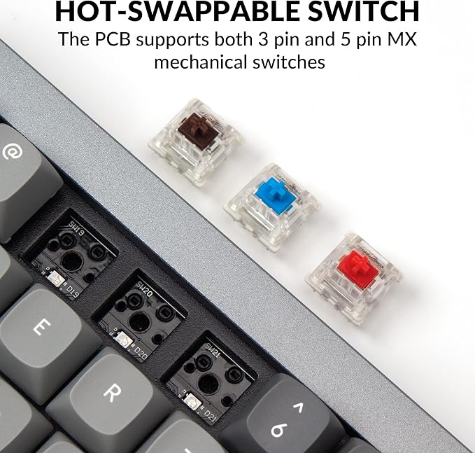 Keychron Q7 Wired Custom Mechanical Keyboard, 70% Layout QMK/VIA Programmable Macro with Hot-swappable Gateron G Pro Red Switch Double Gasket Compatible with Mac Windows Linux (Grey)