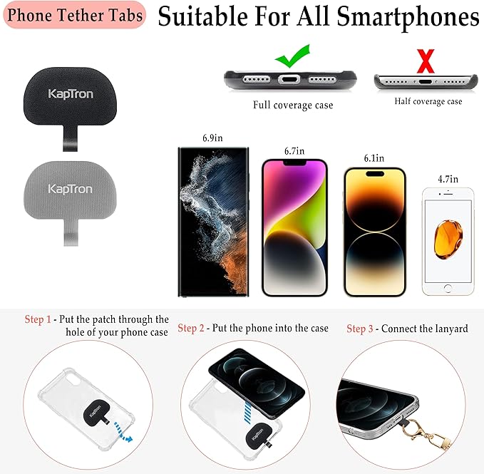 Universal Phone Lanyard With Adjustable Crossbody Neck Strap and Wristlet, 2 Lobster Clips, Tether Patches and Phone Straps (Pink, 2 Pack)