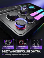 Fifine Gaming Audio Mixer for 7.1ch Surround Sound Headphone Amp-Volume Control-Voice Chat and Streaming-XLR Mic Preamp-USB Plug&Play-Voice Changer-RGB-3 EQ Modes Ampligame SC8