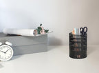Metal Mesh Pen Pencil Cup Holder Stand Office Desk Organizer Stationery Caddy Makeup Brush Holder, Black (Large)