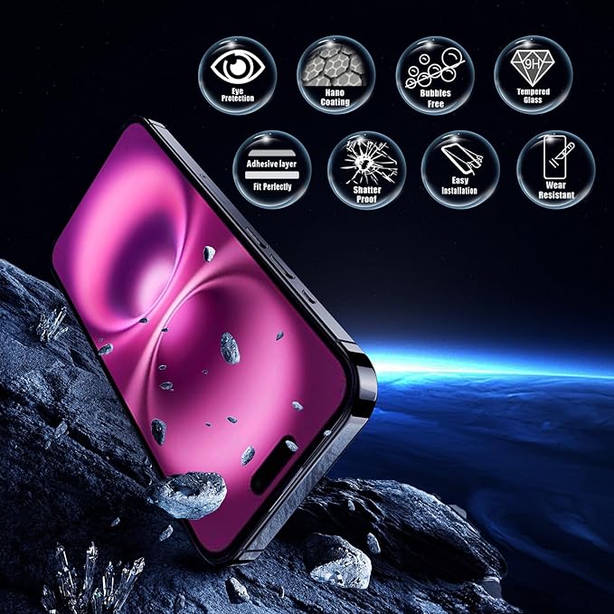 Screen Protector for iPhone 16 Plus&15 Plus[6.7 Inch],3RD Colorless Anti-Blue Light Tempered Glass Films,HD Clear, 9H Hardness, No Bubbles, Case Friendly 2 Pack