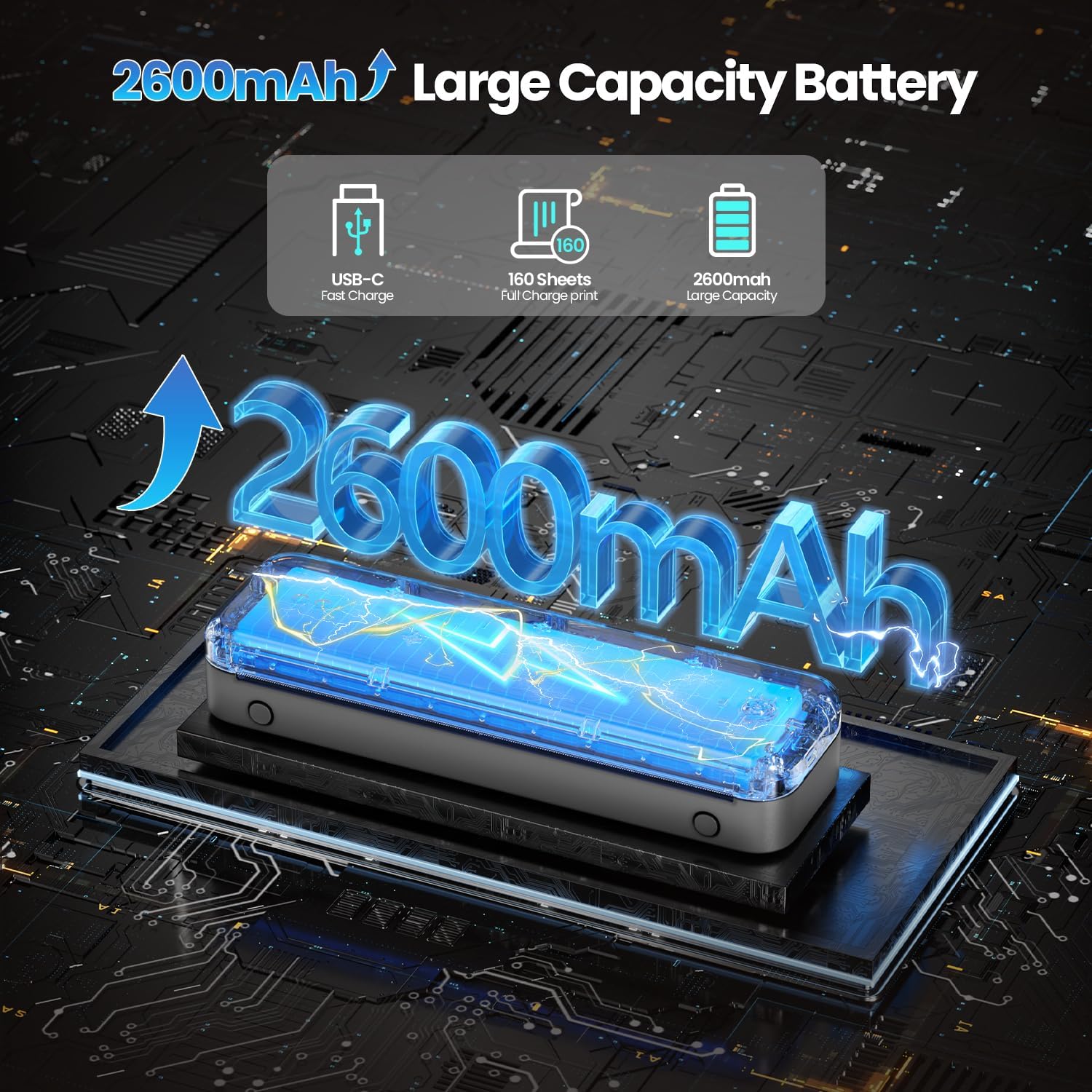 Phomemo M834 Portable Printer Wireless for Travel, Bluetooth Thermal Printer 8.5" x 11"&A4, Compatible with iOS,Android & PC,Inkless Mobile Printers for Travel,Office,School,Home,Gray