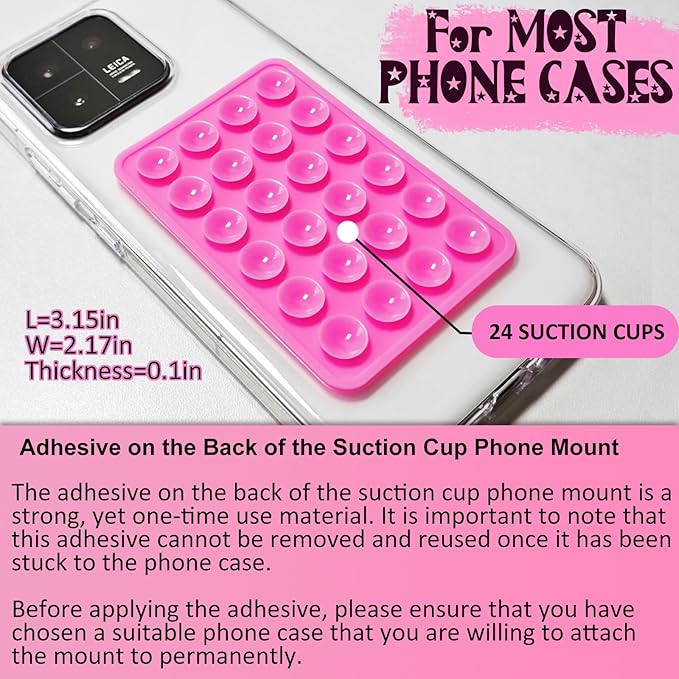 Silicone Suction Phone Case Mount 3 Pack, Silicon Adhesive Suction Cup Phone Mount, Non Slip Sticky Phone Grip for Cellphone, Strong Grip Holder for Selfies and Videos (LTPK&WT&TP)