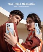 Magnetic Phone Grip, Removable Loop Grip with Soft Finger Strap, Silicone Phone Ring Holder for Back of Phone for iPhone 16/15/14/13/12 Pro Max/Plus, Blue