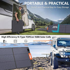 N-Type 16BB 200W Portable Solar Panel for Power Station ETFE Foldable Solar Panel High 25% Efficiency IP68 Waterproof Solar Panels Kit for Outdoor Camping RV Backuot