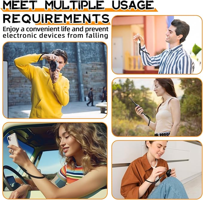 AULEEP Phone Wrist Strap for Women Men - Anti theft Phone Lanyard for Phone Case, iPhone, Cute Phone Wristlet, Hand Strap with 2 Tabs, PhoneChain, Bracelet Strap, Black