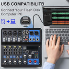 Dj Mixers 8 Channel Audio Mixer Sound Board with Bluetooth, Usb Audio Interface with Sound Card Recording and 48V Phantom Power Sounds Mixer Board with 99 DSP FX Reverb Delay Effect for Streaming