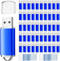 Hoteam 50 Pack USB 2.0 Flash Drives Bulk Blue Portable Thumb Drive with Hat USB Sticks Bulk with 50 Pcs Lanyards for Data Storage File Sharing Commercial Gift(2GB)