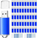Hoteam 50 Pack USB 2.0 Flash Drives Bulk Blue Portable Thumb Drive with Hat USB Sticks Bulk with 50 Pcs Lanyards for Data Storage File Sharing Commercial Gift(2GB)