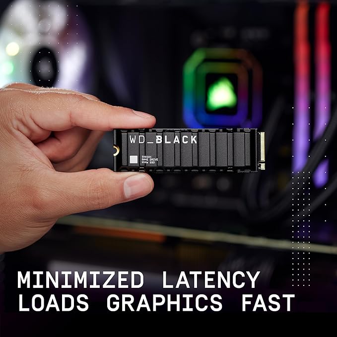 WD_BLACK 2TB SN850X NVMe Internal Gaming SSD Solid State Drive with Heatsink - Works with Playstation 5, Gen4 PCIe, M.2 2280, Up to 7,300 MB/s - WDS200T2XHE