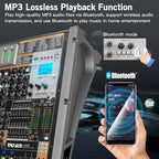 Professional Audio Mixer, 12 Channel Sound Board Mixing Console, Dual DSP Reverb Studio Mixer Board, Dual 7-Band EQ, 48V Phantom Power, 4 Group Stereo Output Input, PAD