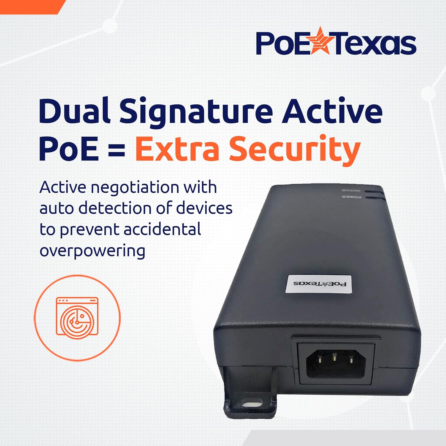 Poe Texas 60 watt PoE Injector - 802.3bt PoE++ Single Port 4-Pair Power Over Ethernet Injector - Active PoE Adapter with 55V 60W Output - 10/100/1000 Gigabit Data - Mode A/B Wall Mount Plug & Play