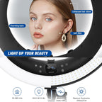 NEEWER RP19H Ring Light 19 Inches with Stand and 3 Phone Holders, Upgraded Touch Control, Smooth Dimming at 1%, 42W CRI 97+ 2540lux, Professional for Streaming Home Office Zoom Call Lighting