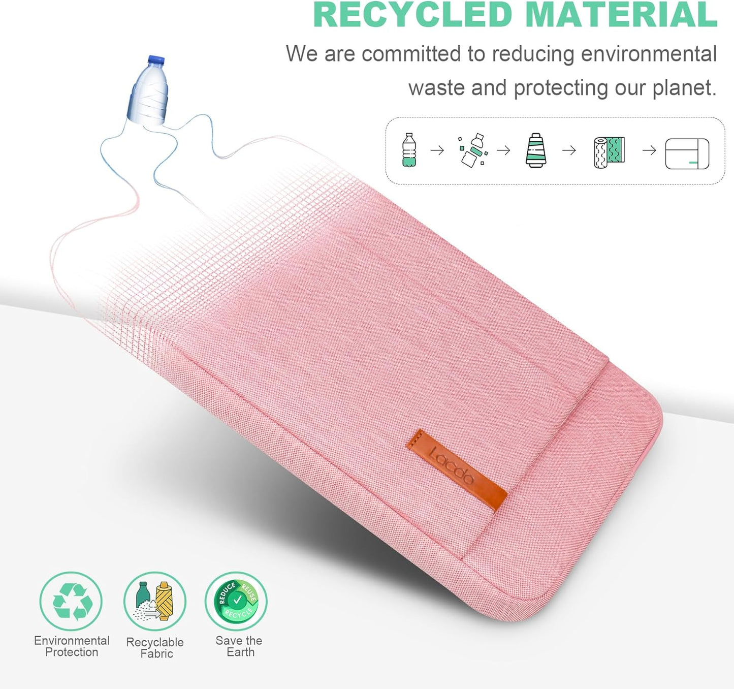 Lacdo Laptop Sleeve for Women, 14 Inch Laptop Sleeve Case for HP Lenovo Dell ASUS Acer Chromebook 14 / HP Stream 14 / Dell Inspiron 14 / Lenovo IdeaPad 14 / Acer Spin 3 / ZenBook 14 Computer Bag,Peach