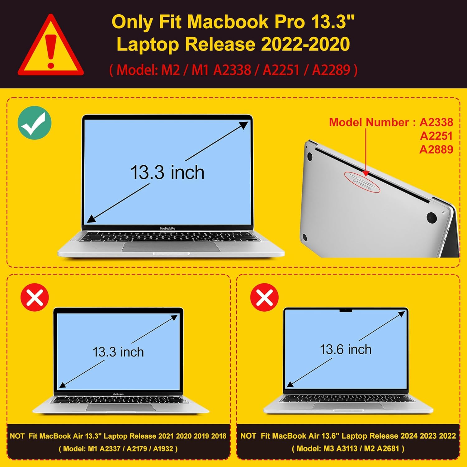 Case for MacBook Pro 13 inch with/Without Touch Bar (2016-2022, M2 A2338 M1 A2289 A2251 A2159 A1989 A1706 A1708), Hard Shell + Keyboard Cover + Dust Plug, Bowknot