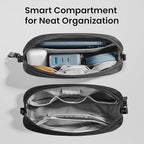tomtoc Electronics Organizer Travel Case, Water Resistant Travel Bag Cable Organizer for Essentials, Tech Pouch Accessories Carry Storage for Cord, Phone, Cables, Airpods, USB Flash Drive, Daily Items